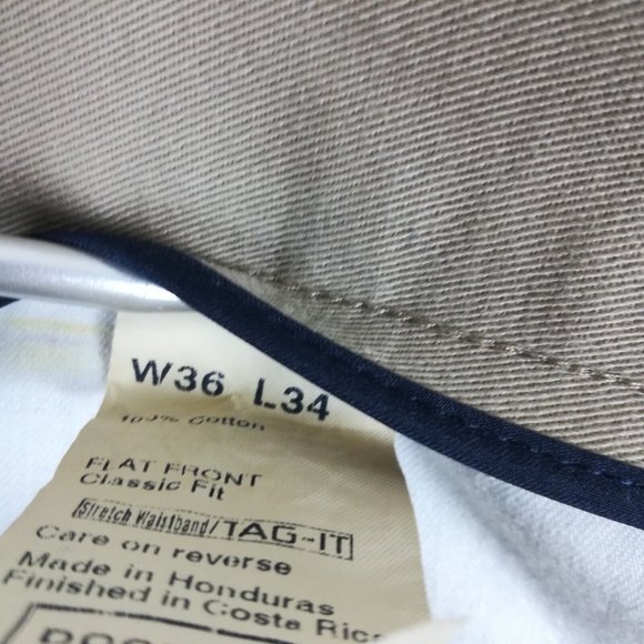Dockers Mens Dress Pants Flat Front Classic Fit Stretch Waistband Brown 36x34 - Picture 14 of 15